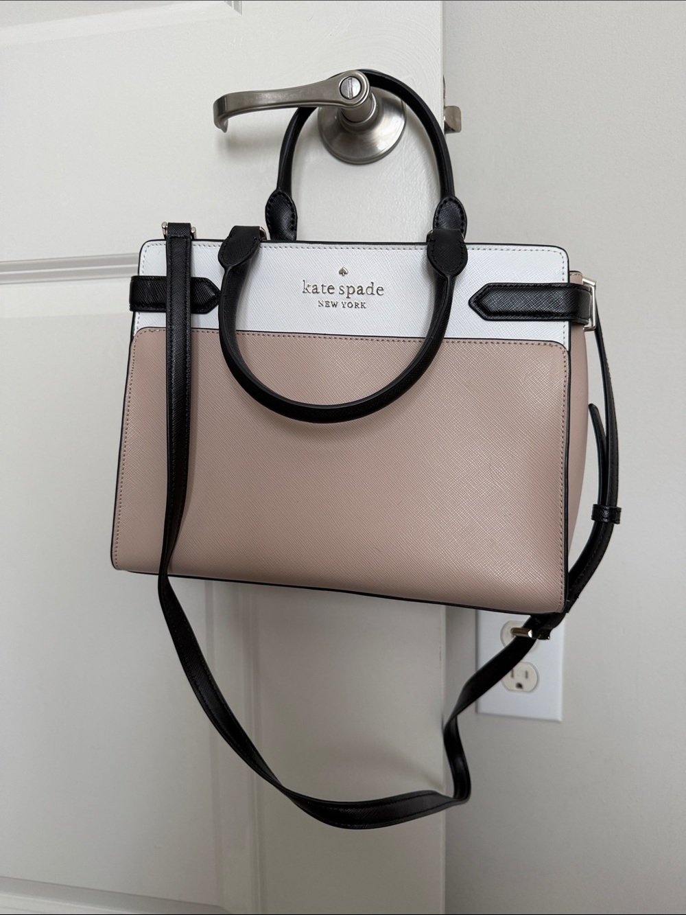 kate spade Two-Tone Blush, White & Black Satchel - Picture 1 of 5